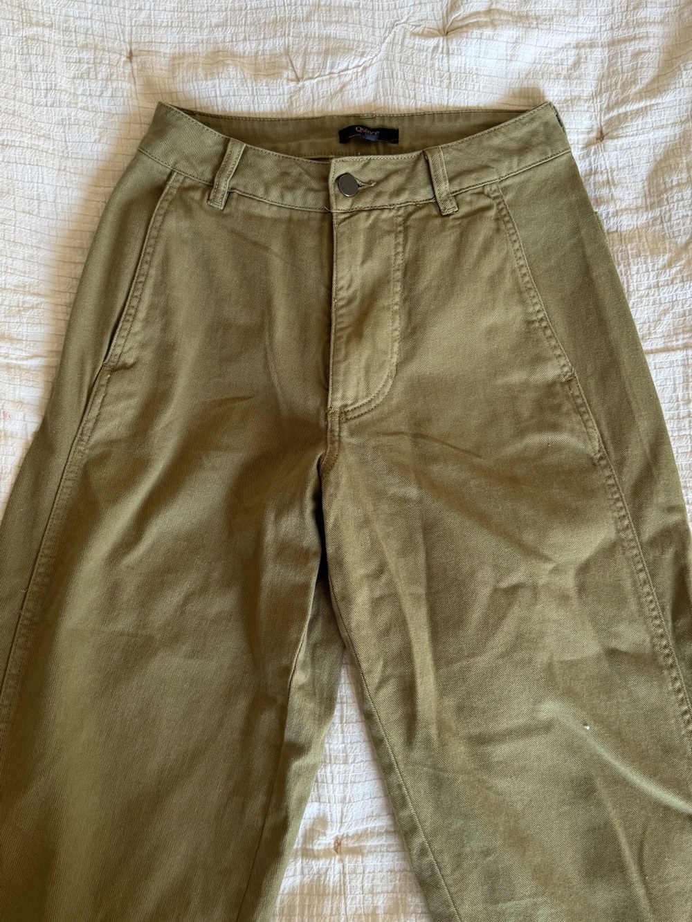 Quince Olive Green High-Rise Chino Pants